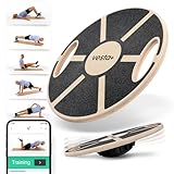 Vesta+ Balance Board Holz + Fitness App, Balanceboard aus nachhaltigem Eichenholz, Wackelbrett Balance Board erwachsene Therapiekreisel