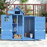 Gerätehaus Gartenschrank Geräteschuppen Geräteschrank, BxT: 118x54 cm, 118 x 54 x 173 cm (BxTxH), wetterfest, Holz, PVC-Dach (Set, 1 St., 1 x Geräteschrank) (Blau, 118 x 54 x 173 cm)
