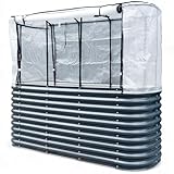 Hochbeet Garten Balkon mit integriertem Gewächshaus 195 x 60 x 170cm (LBH) | stahlverzinktes & pulverbeschichtetes 0,6mm Metall anthrazit - Edelstahlschrauben | witterungsbeständig - Schädlingsschutz