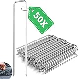 Forever Speed 50 Stück Erdanker Verzinkt Bodenanker aus Stahl, 150 mm Lang 30 mm Breit Ø 3 mm Anti-Rost Heringe Erdnägel Stabil für Unkrautvlies Gartenvlies, Zaun, Mulch, Kunstrasen