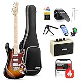 Donner E-Gitarre, 39' E Gitarren Set HSS Pickup Coil Split, Elektrische Gitarre Beginner Set mit Verstärker, Tasche, Zubehör, DST-152S Sunburst