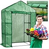Mini Garten Balkon Garten Tunnel FOLIAK 1,4x2 Lager,Gewächshaus, Foliengewächshaus mit 4 Ablagen, Tomatengewächshaus, Anlehngewächshaus, mit aufrollbarer Tür, Balkon Garten Terrasse, Winterfest