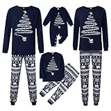 Weihnachtspyjama für Familie, passendes Set, langärmelig, Loungewear, Nachtwäsche, Familien-Pyjama, passende Sets, 01marine, 4XL