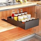Ausziehbarer Schranknizer mit Schienen, ausziehbare Schublade für Küchenschrank, bohrfreies Teleskopregal, 40 cm