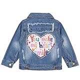 ANATA Little Girl Jeansjacke mit Knopfleiste und langen Ärmeln, You Make My Heart Smile, 5 Jahre
