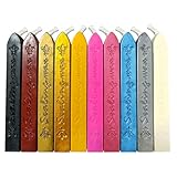 10 Stück Retro Siegelwachs, Siegelwachsstäbe mit Dochten, wachssiegel für Vintage Siegellack Stempel und Brief,Einladungen,Paket (10 Farben)