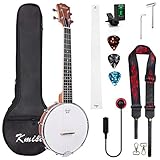 Tenor-Banjo-Ukulele, Kmise Vielseitige Banjolele, 66 cm Banjo-Lele für professionelle Erwachsene Anfänger mit abnehmbarem Rücken, Tasche, Gurt, Stimmgerät, Plektren (Tenor-Banjolele)