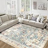 Falflor Vintage Wohnzimmerteppich, 160 x 230 cm, waschbarer Teppich für Wohnzimmer, rutschfest, weicher Niederflor-Teppich für Schlafzimmer, große Bodenmatte für Esszimmer, Küche (bunt)