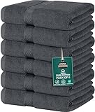 Utopia Towels - 6er-Pack mittelgroße Badetücher aus 100% Baumwolle mit Aufhängeschlaufen, 60x120 cm Duschtuch, weiche und saugfähige Handtücher (Grau)