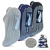 Damen Herren Yoga Socken, 4 Paar Rutschfeste Socken für Yoga Pilates, Krankenhaus Rutschfeste Slipper, StopperSocken Damen und Herre für Zuhause Workout Sport, Sneaker Yoga Socken Damen Stoppersocken