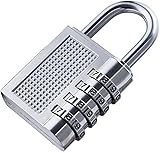 Kombinationsschloss, Robustes 4-stelliges Zahlenschloss, wetterfestes Sicherheitsvorhängeschloss, for den Kofferraum im Fitnessstudio, sicheres Codeschloss, schwarz, 80 x 43 14 mm(Silver)