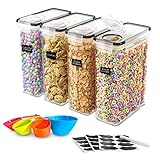 GRANDAT Vorratsdosen Set ( 4x 4L), BPA frei Kunststoff Vorratsdosen luftdicht mit deckel, küche aufbewahrung für Nudeln, Müsli, Reis, Mehl, Getreide, cornflakes usw