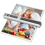 Tragbarer Scanner, Kabelloser Mobiler Dokumentenscanner, Handfotoscanner mit USB-Kabel, Visitenkarten- und Quittungsscanner für PC, Fotos, A4, Dokumente, Bilder, Bücher (Silver)