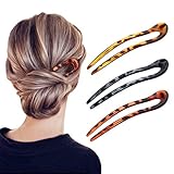 Gukasxi 3 Stück U-förmige Haarnadeln Haarnadel-Stick French Style U-förmige Haarspangen U-förmige Kopfschmuck Haarnadeln Gabel für Frauen Mädchen, Haarstyling-Zubehör - 3 Arten