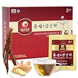 SAMSIDAE Koreanischer Panax roter Ginseng mit Ingwertee – Box mit 50 Beuteln – unterstützt Durchblutung, Energie, Immunität und Verdauung – glatter Geschmack (50 Stück (1 Stück), Ingwerroter Ginseng)