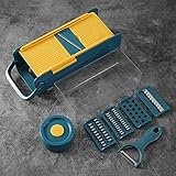 AVSMGP 7 in 1 Mandoline Gemüsehobel Gemüseschneider - Multischneider Gemüse Schneider Spiralschneider Gurkenhobel - Multifunktion Gemüseschneider Edelstahl Klinge - Vegetable Chopper