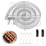 7 Stücke Kaltrauchgenerator Edelstahl Set,Rund Räucherschnecke mit Henkel,Sparbrand Räucherofen,mit 4 Fleischhaken+2 Reinigungsbürste,Fleischräucherofen für Kugelgrills,Smoker und Räucheröfen,Mehrweg