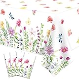 4 Stück Sommer Blumen Tischtuch Wilde Blumen Tischtuch Kunststoff Frühling Blumen Tischtuch Sommer Blume Einweg-Tischdecke für Party-Dekorationen 51 x 86 Zoll