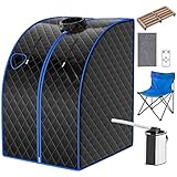 COSTWAY 3L Mini Dampfsauna mit Zerstäubungsfunktion, Heimsauna mit Fernbedienung, Wärmekabine mit einstellbarer Timer & Temperatur, Sitzsauna inkl. Zubehör, Saunakabine 78 x 87 x 101 cm (Schwarz)