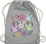 Turnbeutel Rucksack - Hase - Taschen - Bunte Hasen Geschenke Hasenmotiv Frühling I Hasen Silhouette Ostern I Oster Geschenke Ostern I Häschen I Osterhasen - Unisize - Hellgrau - osterhase rabbit