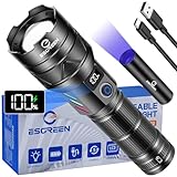 Esgreen LED Taschenlampe Extrem Hell 500000 Lumens Lange Reichweite, USB C Aufladbar Taktische Starke taktische Flashlight mit Hohe Kapazität Akku Zoombar 5-Modi Groß Torch Light für Camping Security