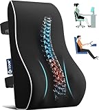 Qutool Rückenkissen aus Memory Foam, Lendenkissen für Bürostuhl, Gaming-Stuhl, Rückenstütze für Schreibtischstuhl Lendenwirbelkissen mit Doppelte Verstellbare Riemen, Netzabdeckung (Schwarz)