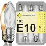 10x Spitzkerze E10 34V 3W Ersatzbirnen Glühbirnen Topkerze für Lichterkette und Schwippbögen