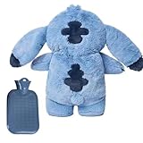 Lotvic Fluffy Wärmflasche, 500ML Wärmflasche Klein, CartoonWärmflasche mit Bezug, Abnehmbare und Waschbare Wärmflaschen, Plüsch Heißwasserflasche für Baby Kinder und Erwachsene