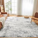 Guchuang Bedding Teppich Wohnzimmer Teppich Schlafzimmer 150x210CM Waschmaschine Teppich Waschbarer Teppich rutschfest Modern Abstraktes Teppich für Esszimmer und Balkon, Grau
