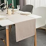 Simurq Tischläufer Modern | Tischläufer Abwaschbar – Wasserabweisend -Lotuseffekt | Tischläufer Outdoor - Pflegeleicht | Tischläufer Beige Creme | Table Runner Tischband (Beige, 30x120 cm)