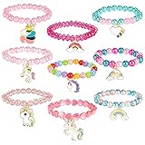 Sprinlot Einhorn Armband, Einhorn Geschenke Mädchen, 9 Stück Armband der Freundschaft, Einschulung Geschenke Mädchen, Einhorn Mitgebsel Kinderparty, Geburtstagsgeschenk Kinder