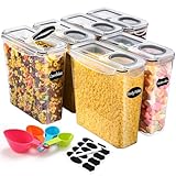 YASHE 6 Stücke Vorratsdosen Set 3.7L, Frischhaltedosen mit Deckel Luftdicht, Kunststoff BPA freie Küche Aufbewahrungsbehälter für Mehl, Hafer, Aufbewahrungsbox Küche mit 16 Etiketten & 1 Marker