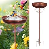 80CM Hohe Vogeltränke, Vogeltränke Stehend, Außen Vogelbad für Garten, Metall Vintage Vogelbad, Abnehmbares vogeldusche, Vogeltränke Balkon mit 5 Zackiger Sockel, Vogeltränke Winterfest für Wildvögel