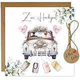 JOYEASE Hochzeitskarte Geldgeschenk mit Umschlägen, Geldgeschenk Hochzeit, Hochzeitsgeschenke für Brautpaar, Hochzeitsgeschenk Geld Glückwunschkarte Hochzeit - Hochzeitsauto