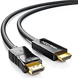 deleyCON 1m DisplayPort zu HDMI Kabel - High Speed 4K UHD FullHD 1080p 3D HDCP Audioübertragung - DP Stecker auf HDMI Stecker Adapterkabel - Schwarz