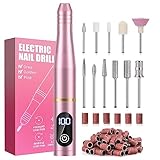 Elektrische Nagelfräser, Elektrische nagelfeile Maniküreset, 30000u/Min 11 in 1 USB Nagelknipser Set,Elektrisches Pediküreset, Polierwerkzeuge Nagelknipser Set für Acryl Gele Kallus Entfernen (Rosa)…