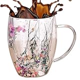 Generisch Doppelwandige Kaffeetassen, 350ml Latte Kaffeegläser Teegläser, Isolierte Kaffeetasse Mit Griff, Doppelwandige Glasbecher Für Kalte Und Heiße Getränke