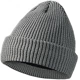 Babalet Reflektierende Wintermütze für Damen, Herren, Erwachsene, Sichtbarkeit, gestrickt, Polarfleece, gefütterte Kappe für draußen bei Nacht, 1 Stück, Grau, Einheitsgr��e