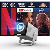 Magcubic Mini Beamer 8K & 4K Unterstützt, Native 1080P Projektor mit 800ANSI Helligkeit, Android 14 WiFi 6 Bluetooth 5.4, Autofokus Auto-Trapezkorrektur, Heimkino Beamer Kompatibel mit HDMI/USB X7