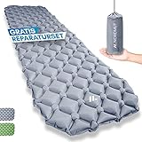 NORDMUT® Isomatte Camping Matratze [mit Reparaturset] Isomatte Outdoor Luftmatratze | Isomatte Ultraleicht für Wandern, Outdoor, Camping - kleines Packmaß [grau]