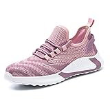 KTDYG Sicherheitsschuhe Herren Damen Arbeitsschuhe Leicht Sportlich Schutzschuhe Stahlkappe Sneaker, Pink, EU 38
