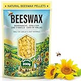 Bienenwachs Pastillen 200G/908G/2.2KG - Natürliches Gelbes Bienenwachs für Kerzenherstellung, Bienenwachs für Kosmetik und Hautpflege - Bienenwachs für DIY-Projekte(200G)