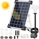 Solar Teichpumpe 5W, 170L/h Solar Springbrunnen, Solar Brunnenpumpen mit 1M Wasserleitung DIY, 9 Düsen, 3,25M Kabellänge, Solar Wasserpumpe, für Garten Teich Brunnen Wasserfall Pool
