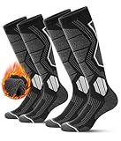 YESWEL Skisocken Herren & Damen aus Merino Wolle 2 Paar, Warme Thermosocken, Dicke Frottee Starker Schwarz Socken für Sport (39-42, 2 Paar | Schwarz)