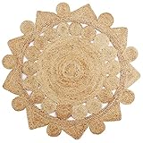 Frdhee Teppich Küche,Teppich Handgefertigt Geflochten Jute 150 cm für Wohnzimmer, Küche, und Schlafzimmer
