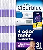 Clearblue 30 Ovulationstest Fortschrittlich & Digital und 1 Schwangerschaftstest – für doppelte Chancen, schwanger zu werden, Zyklus-App-Tracker