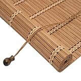 Bambus jalousien innen ohne bohren,bambus rollo aussenbereich 90 100 110 120 150 160cm breit natur,bambus raffrollo weiß,sichtschutz rollo fenster sonnenschutz für Terrasse Balkon(Carbonised A)