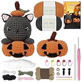 UHAPEER Halloween Häkelset für Anfänger, Häkel Kürbis Katzen Schnitzset, Häkelset Tiere, Kreativ Strickset, DIY Bastelset mit Schritt für Schritt Video Tutorials für Erwachsene Kinder Geschenk