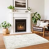 Hochflor Teppich Wohnzimmer 60x110cm, Creme Shaggy Teppich für Schlafzimmer Flauschige Teppiche, Modern Shag Wohnzimmerteppich Bettvorleger High-Pile Carpet rutschfest für Schlafzimmer Kinderzimmer