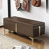 Moderne Polsterbank aus Leder mit multifunktionalen Metallbeinen und Sicherheitsscharnier, ideal für Schlafzimmer, Wohnzimmer, Eingangsbereich, Aufbewahrung, Ottomanbank